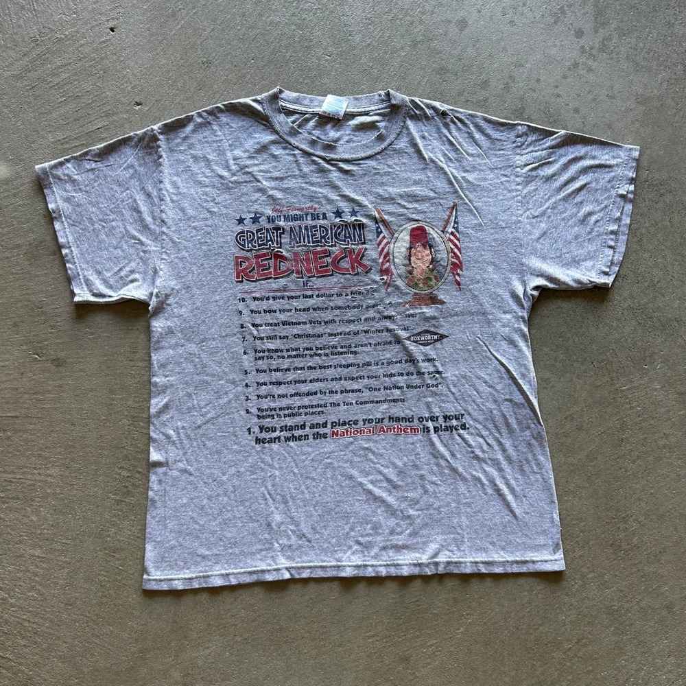 Vintage 90s Great American Redneck Shirt Size Large Gray Foxworthy Funny Humor